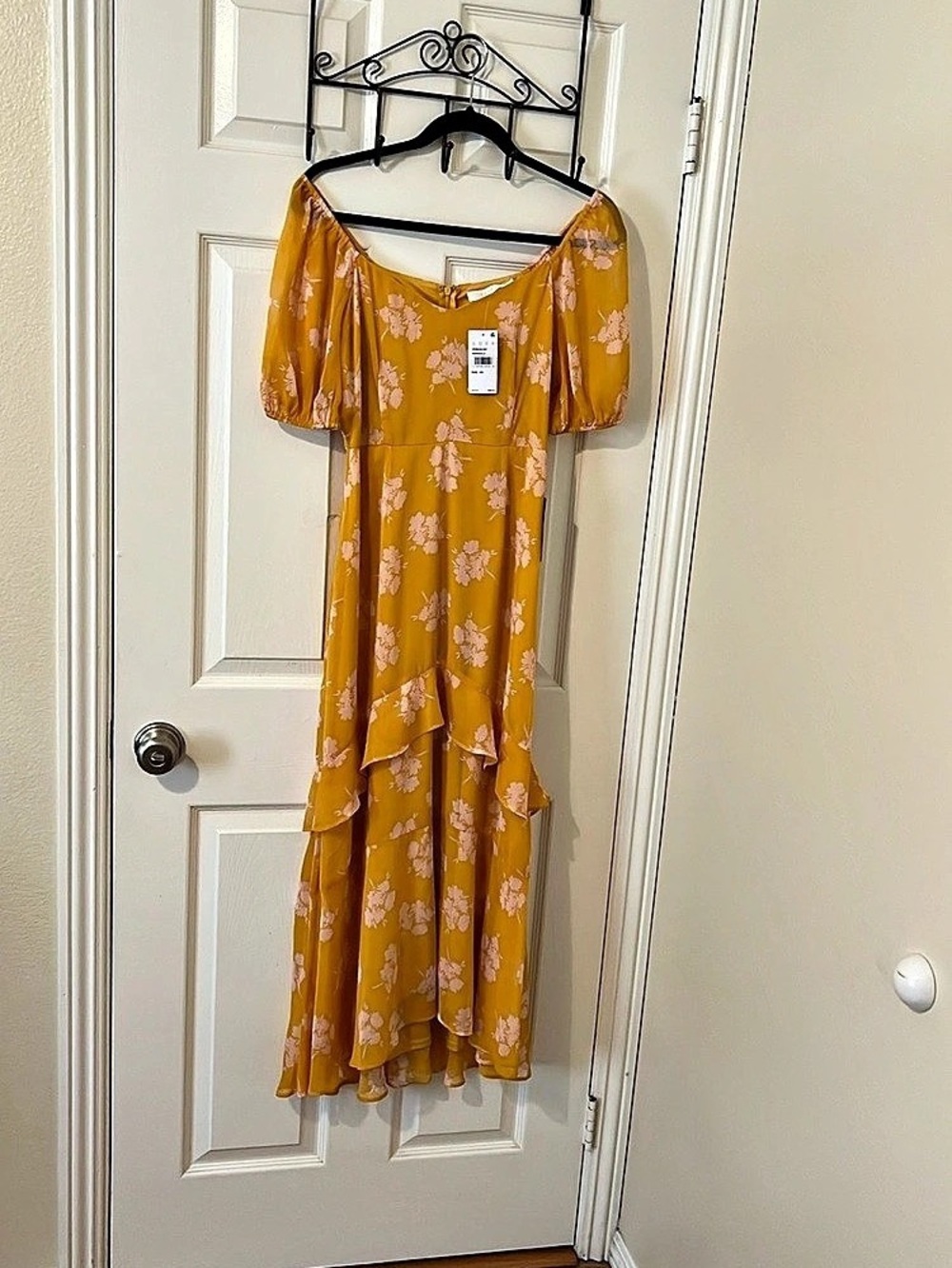 Lush Floral Puff Sleeve Maxi Dress in Yellow & Pink